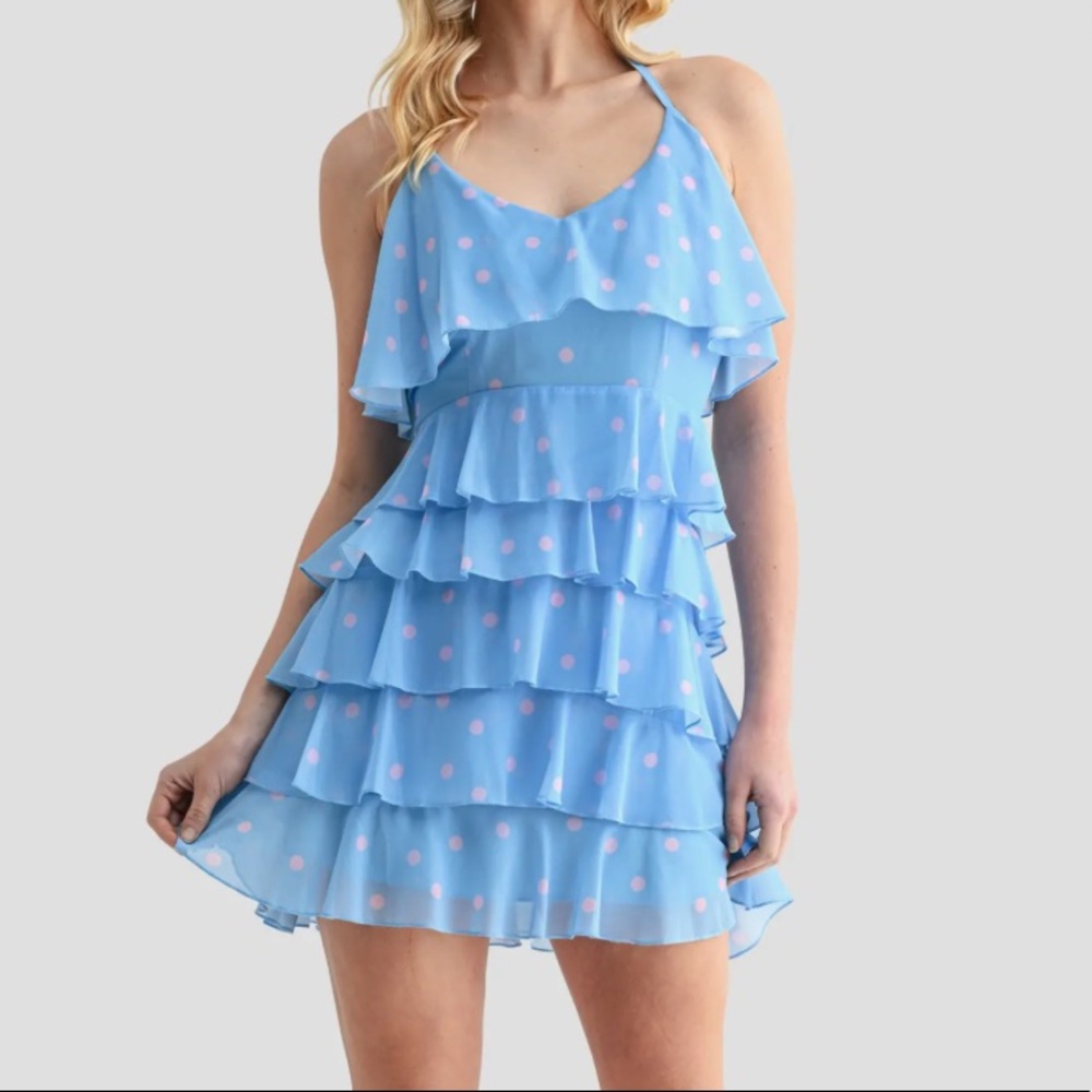 Lush Halter Neck Ruffle Minidress